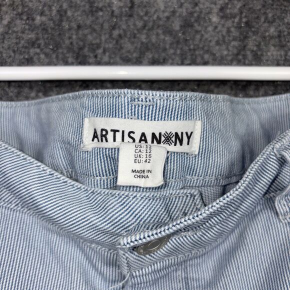 Artisan NY Pants Womens Size 12 Blue Striped Capri Stretch Beach Coastal Preppy - Picture 2 of 11